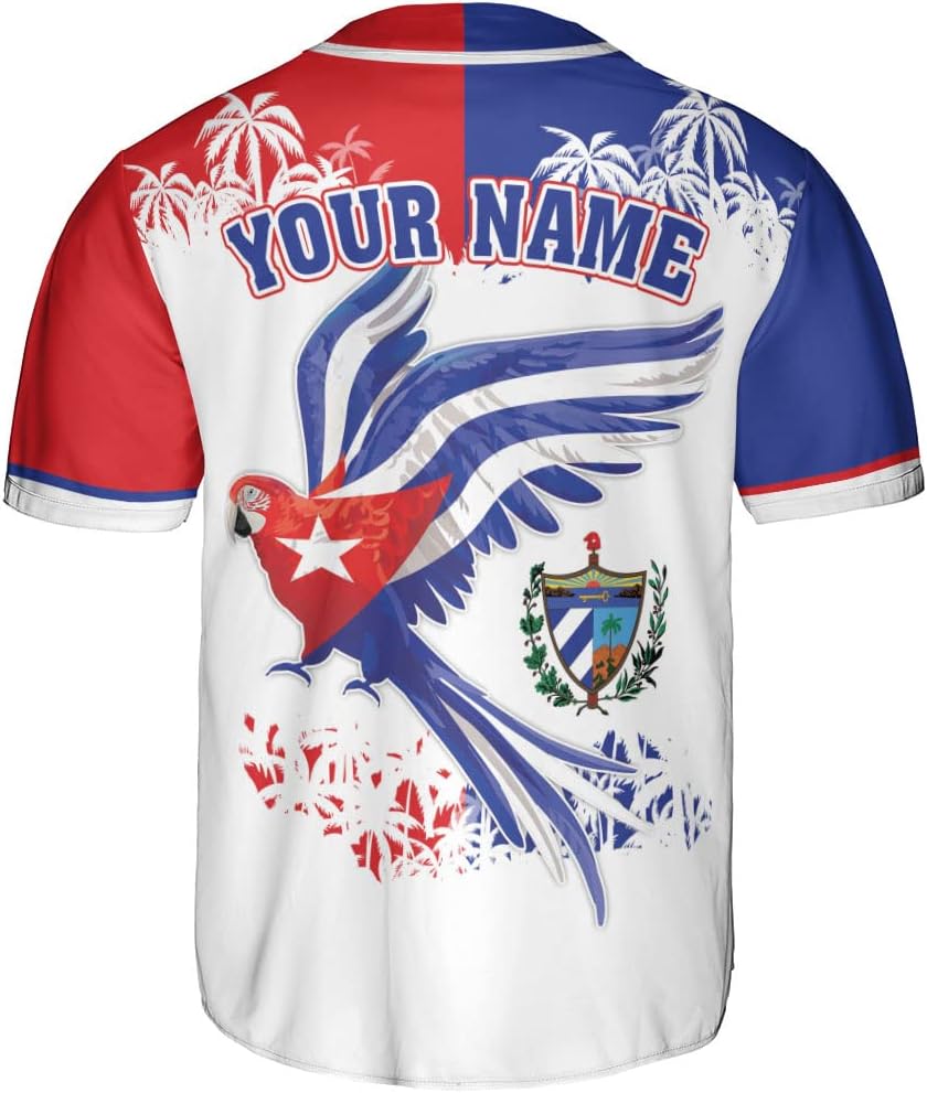 Podagree Personalized Cuba Baseball Shirt, Cuban Flag Jersey for Men and Women