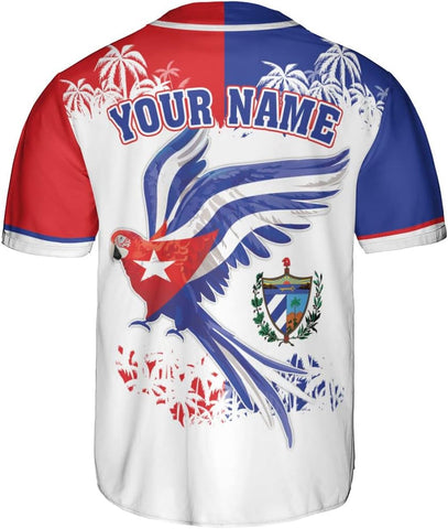 Podagree Personalized Cuba Baseball Shirt, Cuban Flag Jersey for Men and Women