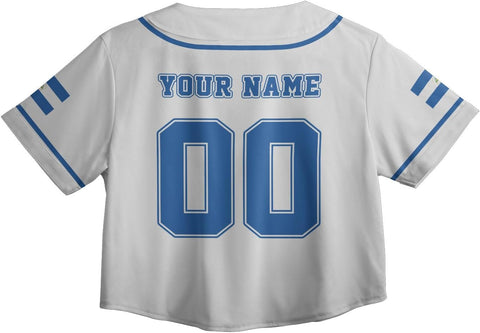 Personalized Nicaragua Baseball Croptop Shirt, Nicaraguan Flag Jersey for Women Jersey Pride