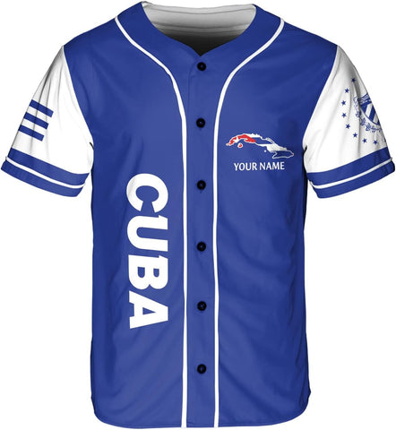 Podagree Personalized Cuba Baseball Shirt, Cuban Flag Jersey for Men and Women