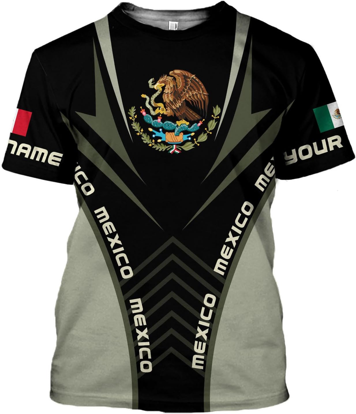 Mostprints Personalized Name Mexican Shirts for Men 3D Customized Mexico Shirts for Men Mexico Shirts for Women Mexico Shirt