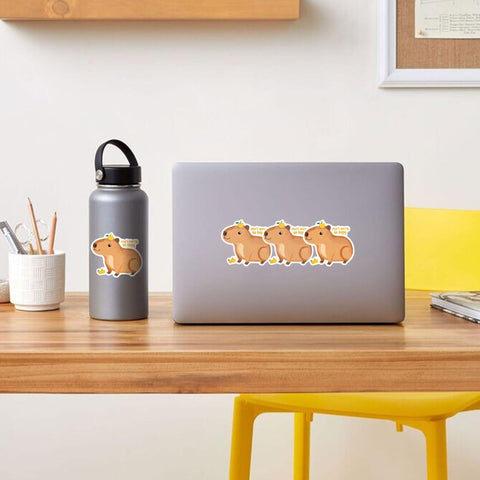 (3pcs) Capybara Cute Sticker, Meme Capy Sticker, Don't Worry Be Capy Sticker, Sticker Die-Cut Waterproof Vinyl Sticker for Laptop Water Bottle Phone Window Helmet Decal Gift