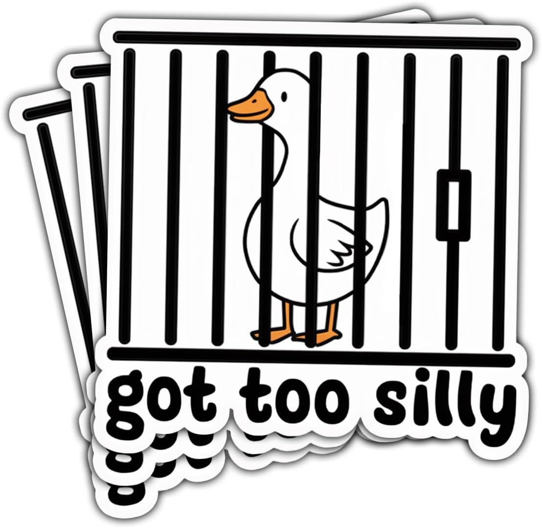 3 Pcs Silly Goose Sticker, Goose Got Too Silly Sticker, Certified Silly Goose Stickers, Silly Bumper Goose Magnet - Funny Vinyl Sticker 3 Inches for Water Bottles Laptop Phone Car Window Helmet