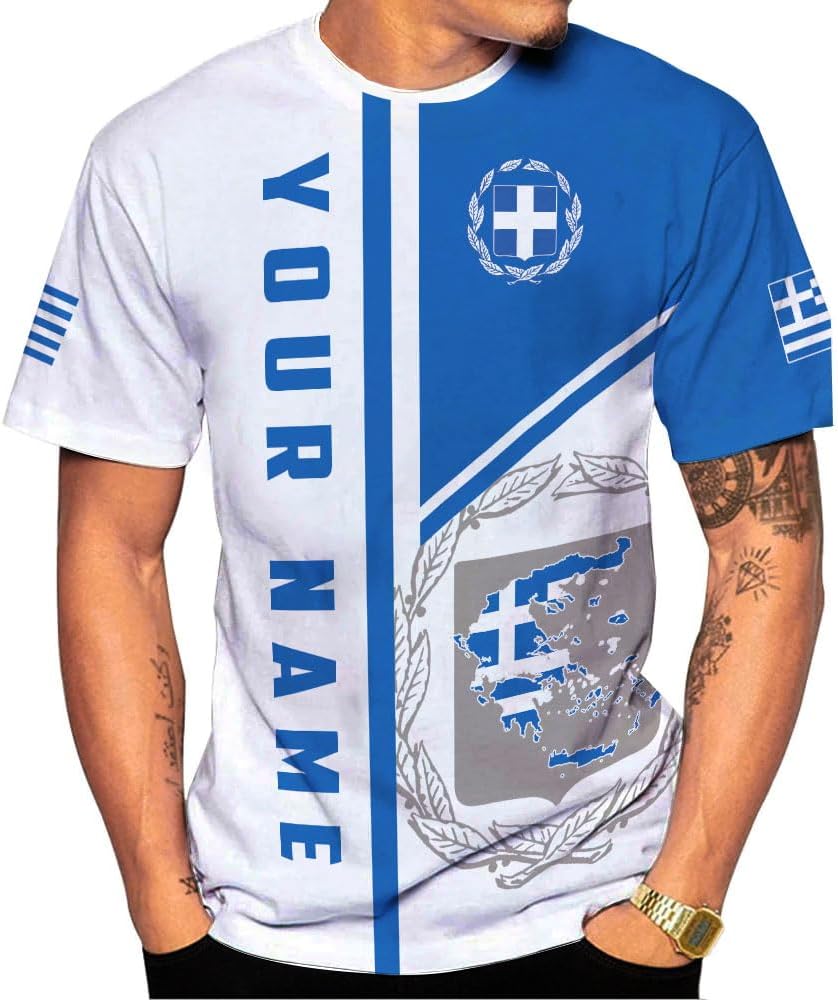 MoonArt Personalized Greece Shirts Greek Coat of Arms Flag Grecian 3D Shirts Greece Tshirt Grecian Pride Gift