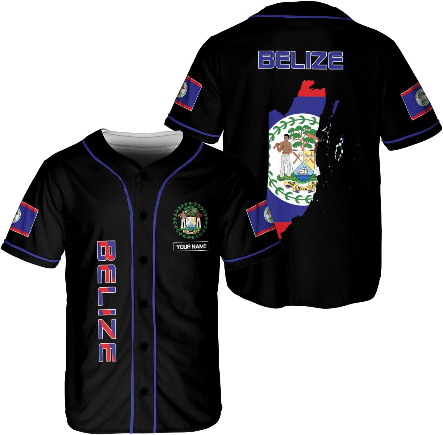 Podagree Personalized Belize Baseball Jersey Camisa Shirt, Belizean Flag Jersey, Belizean Pride Jersey for Men and Women