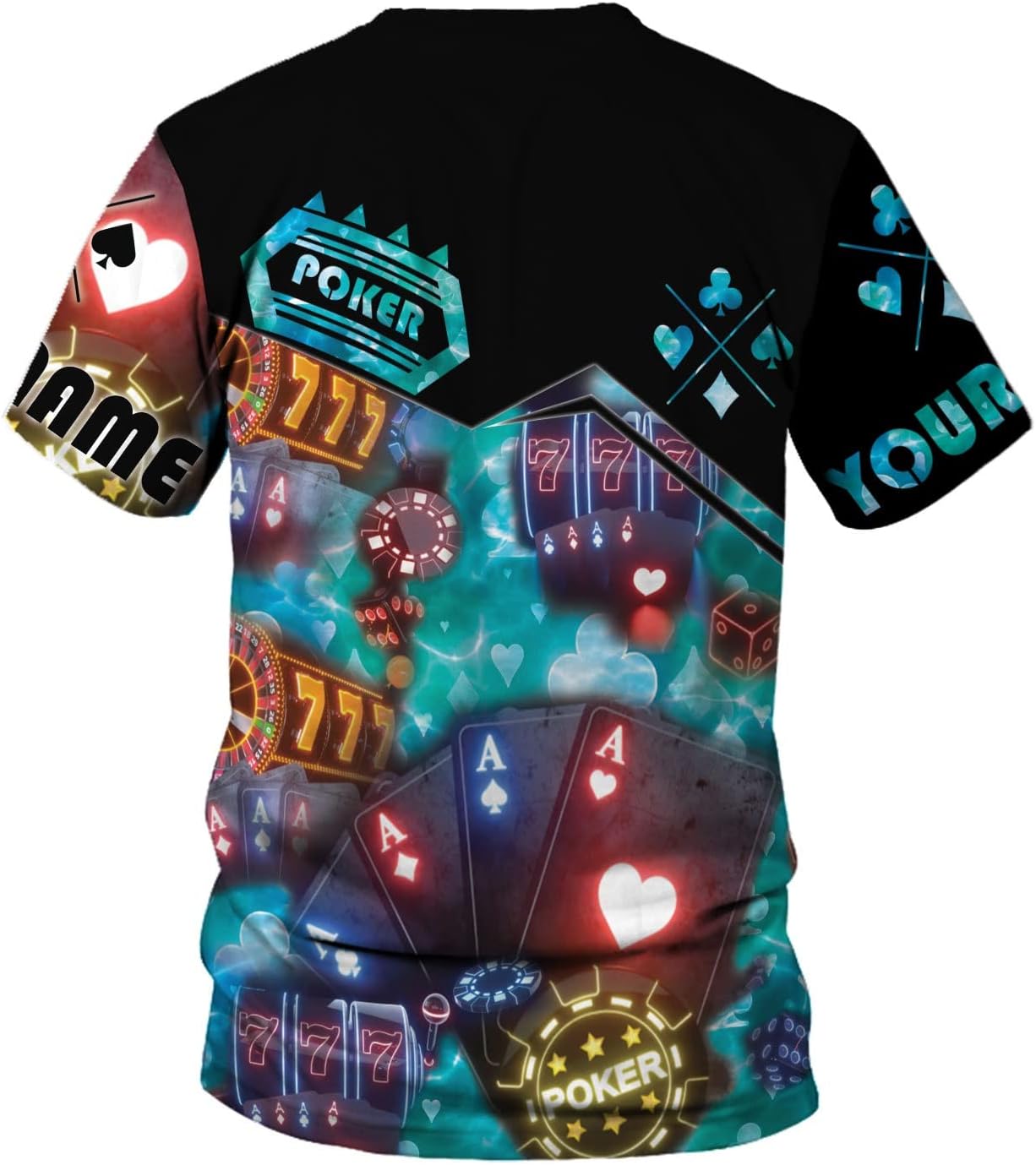 Personalized Poker Shirt, Poker Player Shirt, Funny Casino Poker Pattern 3D Over Print, Unisex Poker Tshirt Men Women