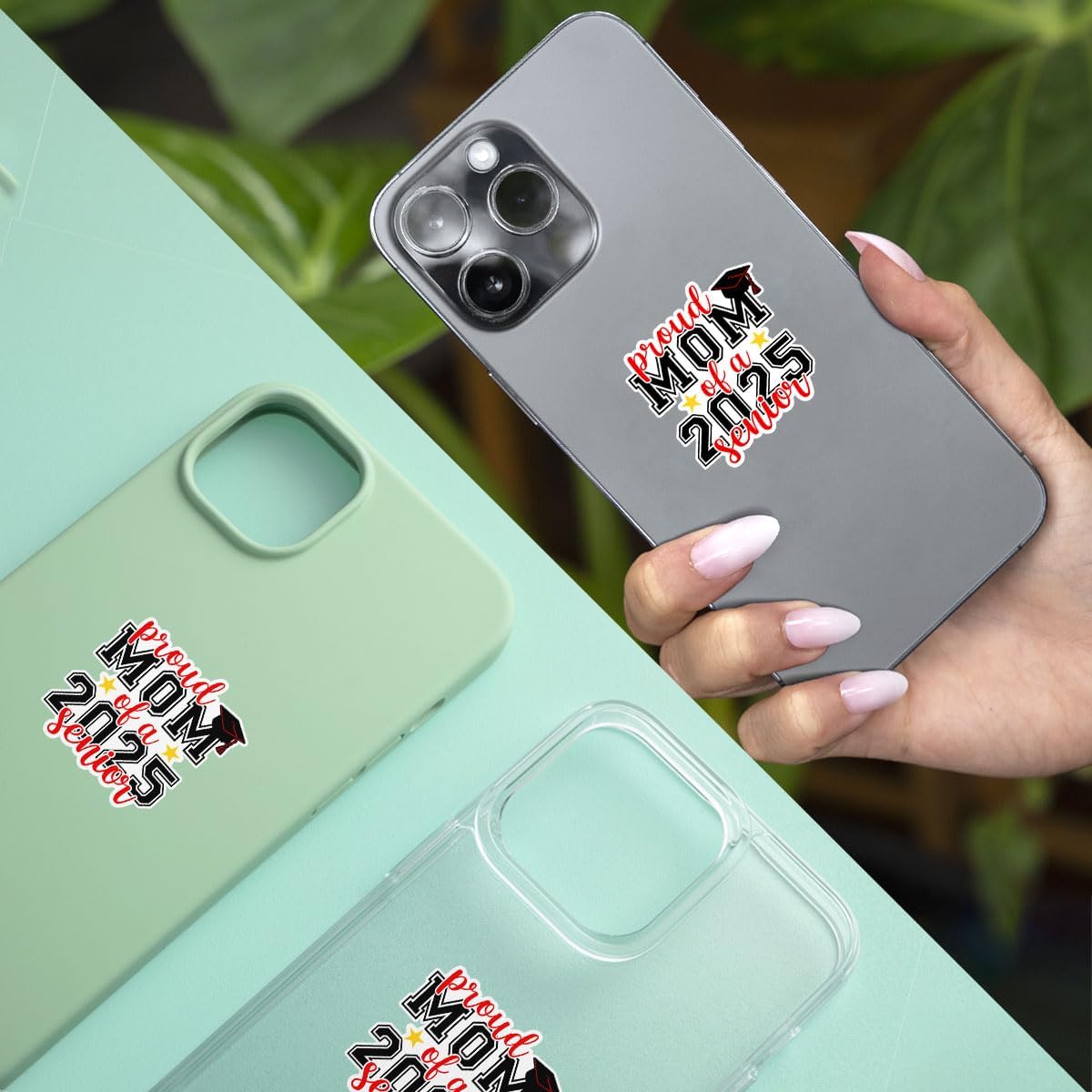 3Pcs Proud Mom of A 2025 Senior Sticker, Mother of College or High School Graduate, School Pride Decal for Laptop Water Bottle Phone Case Car Window Helmet Vinyl Stickers 3"x3"