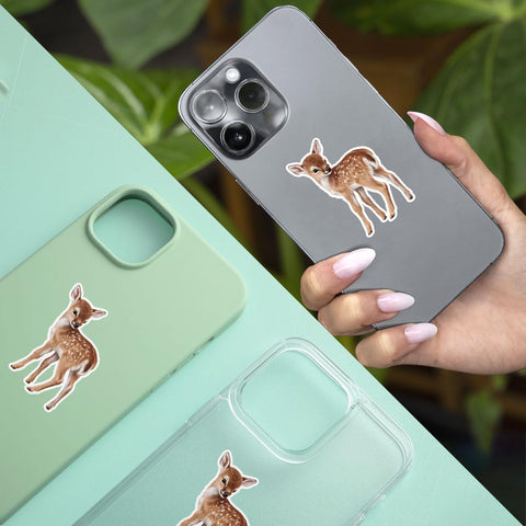 (3Pcs) Cute Baby Deer Vinyl Sticker, Lovely Deer Doe Animal Stickers, Deer Hunter Decal, Deer Face Decal, Hunting Gifts - Stickers for Laptop Water Bottle Phone Car Window Helmet 3 Inches (Deer 1)