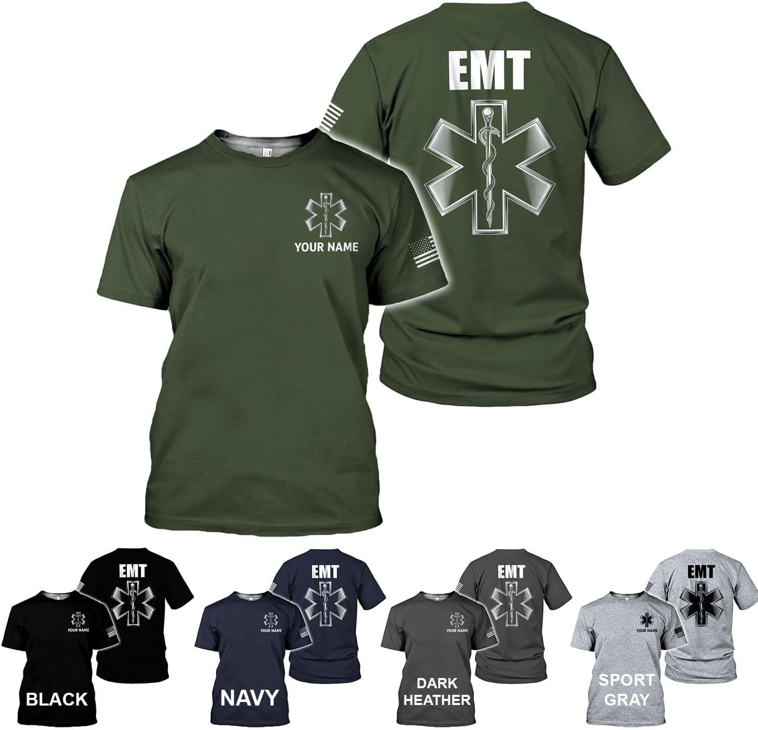 Mostprints Personalized EMT Shirt, EMS Shirt, Customized EMS Shirts,EMT Paramedic Uniform Emergency Medical Technician Shirts