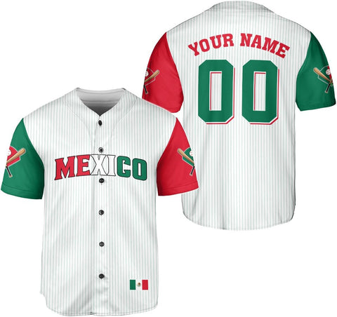 RoyalBro Personalized Mexico Baseball Jersey, Mexican Jersey for Men & Women, Mexican Flag Jersey, Mexico Shirt Camisas