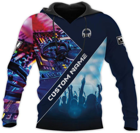 Woseprints Personalized DJ 3D T-Shirts, Custom DJ Shirt with Name, DJ Gifts for Men EDM Music Festival Clothing, Gift for DJ