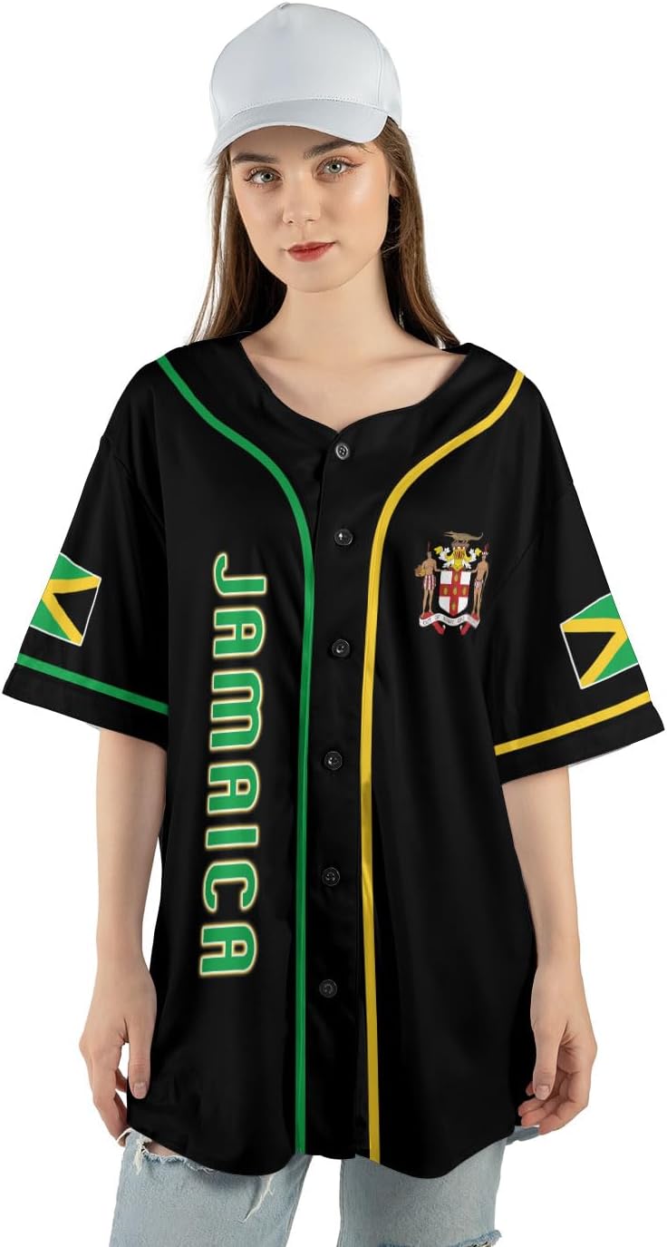 Personalized Jamaica Baseball Jersey Shirt, Custom Team Name Jamaican Baseball Jersey for Men and Women, Jamaica Country