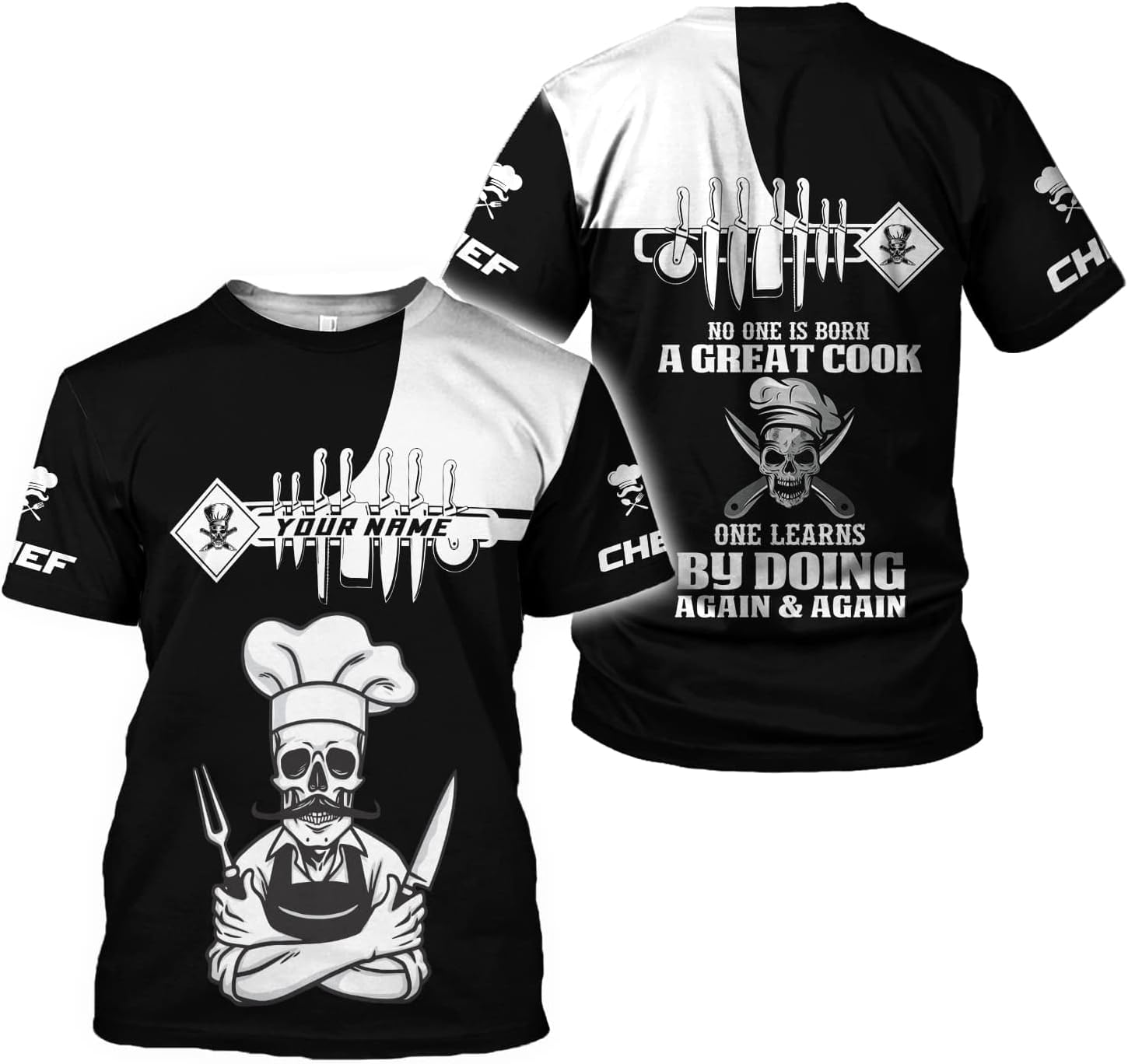 Personalized Chef Shirt Master Chef 3D Shirts Chef Gifts Custom Name Chefs Shirt for Men and Women, Tshirt Chef Utility Shirt