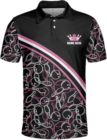 Personalized Name Bowling Polo Shirts 3D for Women, Bowling Shirt, Bowling Shirts for Womens, Team Bowling Shirt Women1