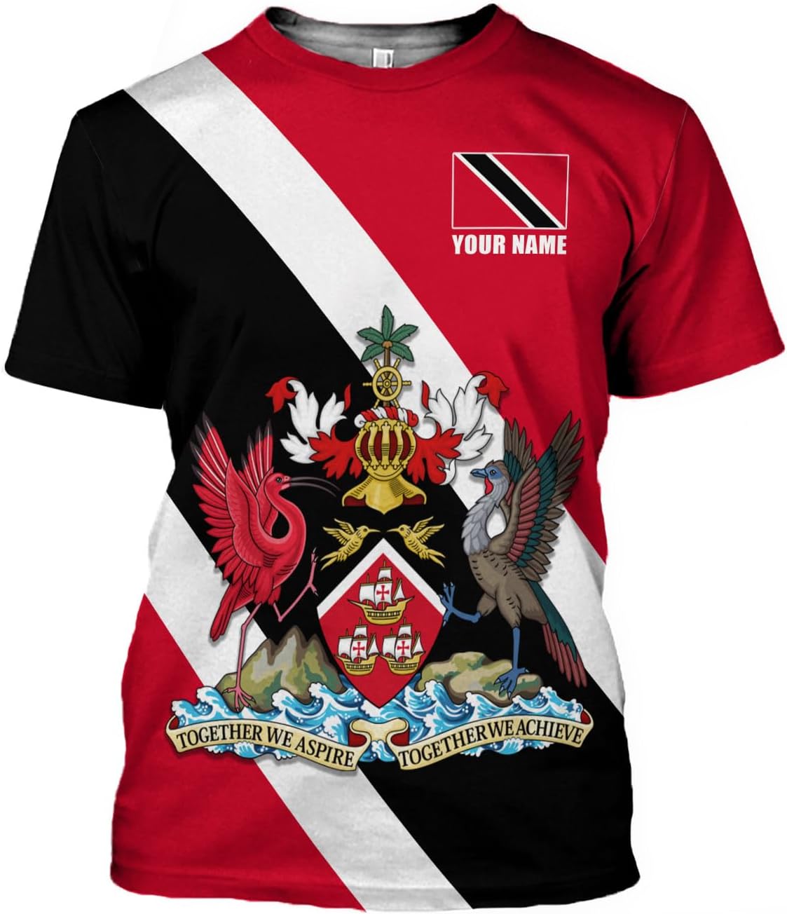 Artparel Personalized Trinidad and Tobago Shirt Trinidad and Tobago Coat of Arms Flag ShirtsTrinidad and Tobago Crest