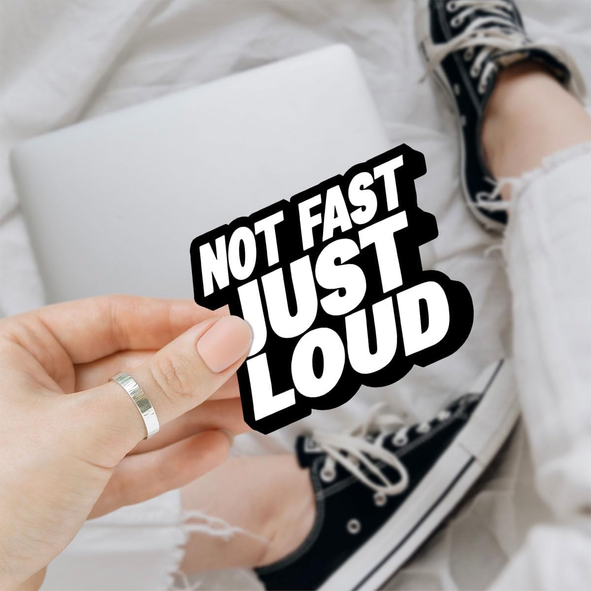 (3Pcs) Not Fast Just Loud Sticker, Not Fast Just Loud Decal Vinyl Sticker Auto, Vinyl Decal Sticker for Vehicle Truck, Sticker Die-Cut Waterproof for Water Bottle, Truck, Car, Helmet Decal 5"