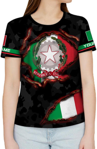 Ligthuy Personalized Name Italy Shirt 3D, Custom Italian Shirt Flag for Men and Women, Italia Shirt Soccer Unisex Size