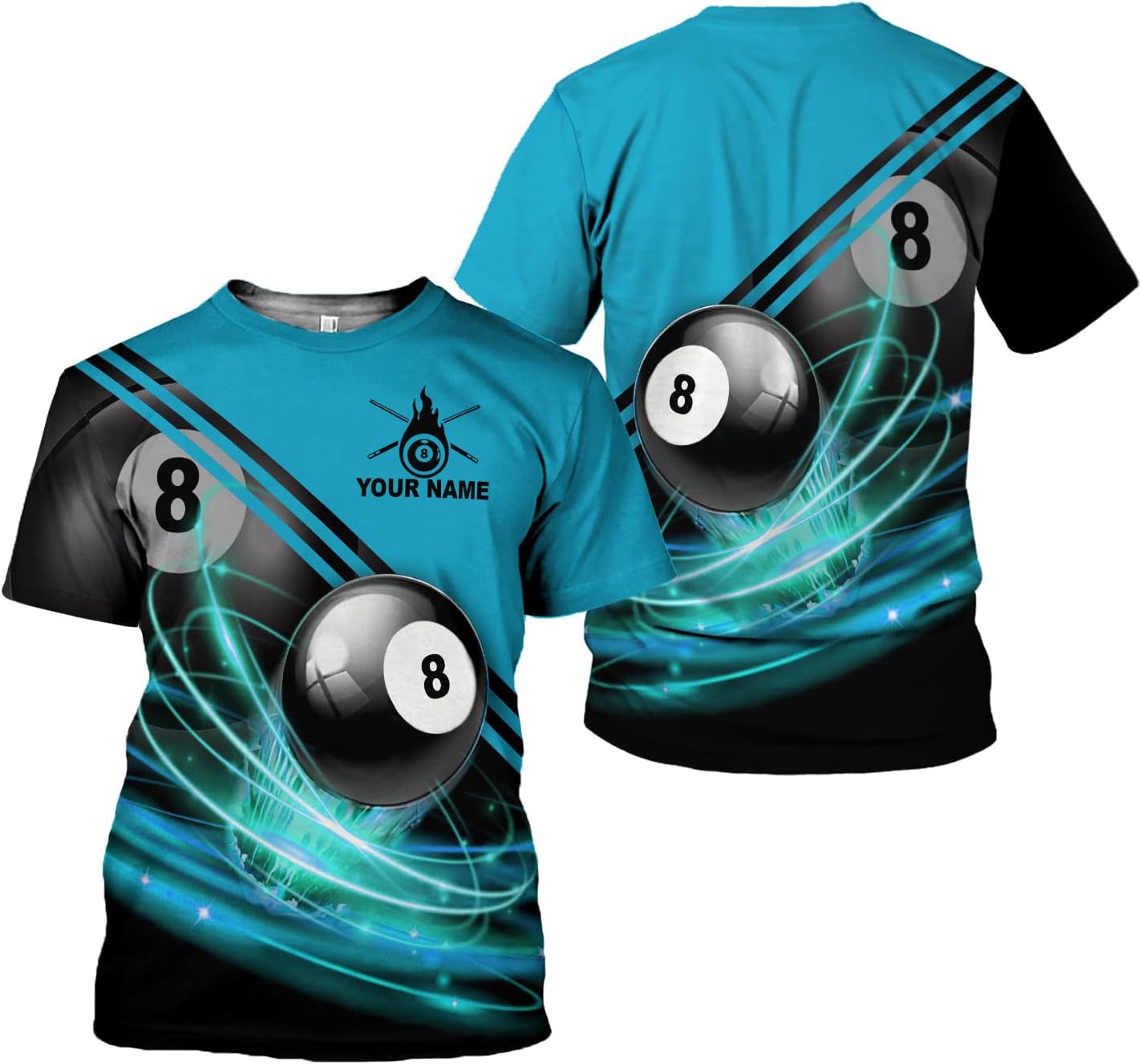 AOVL Personalized Billiard Shirts 3D Billiard Shirt Custom Billiard Flag Shirt Men's Pool Billiards Shirt 8 Ball Men Women
