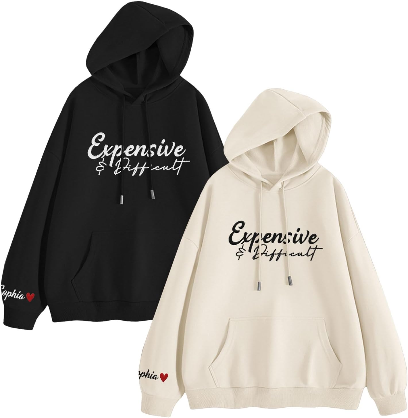MAPrints Personalized Embroidered Expensive & Difficult Sweatshirt Long Sleeve Crewneck Expensive & Difficult Pullover Hoodie
