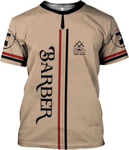 AOVL Personalized Name Barber Shirts Barber Shirt 3D for Men Custom Barber Shirt for Men Women Barber Shop Shirt Gift Barber