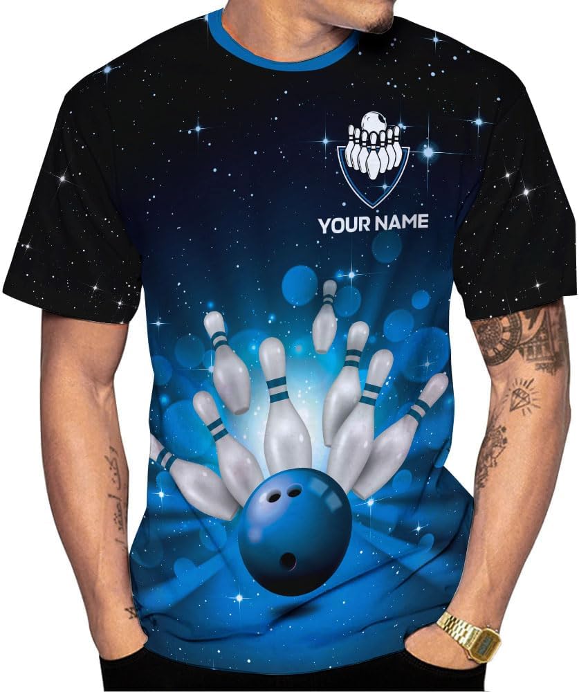 Pretyprints Personalized Bowling Shirt - Custom Bowling Gift for Women & Men