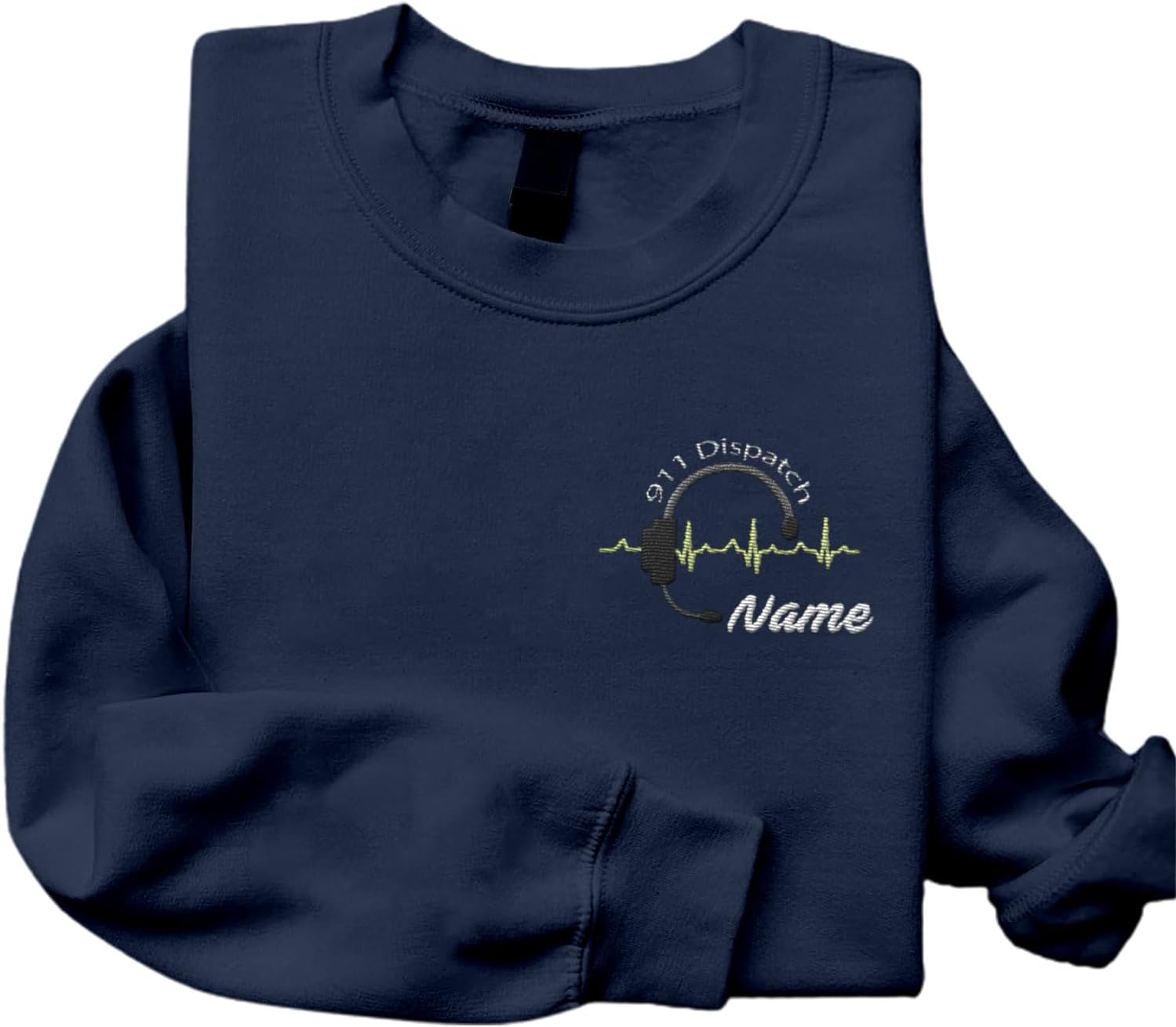 Intenprints Personalized Embroidered Dispatcher Shirt 911 Emergency Services Sweatshirt Thin Gold Line Flag Dispatcher Shirt