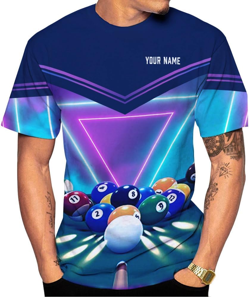 Parvii Personalized Billiards Shirt for Men, 8 Ball Pool Shirt, Billiards Gift