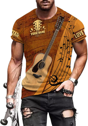Custom Name Guitar Shirt 3D All Over Print, Guitar Shirts for Men, Unisex Guitar Shirts Music, Music Lover, Guitar Lover