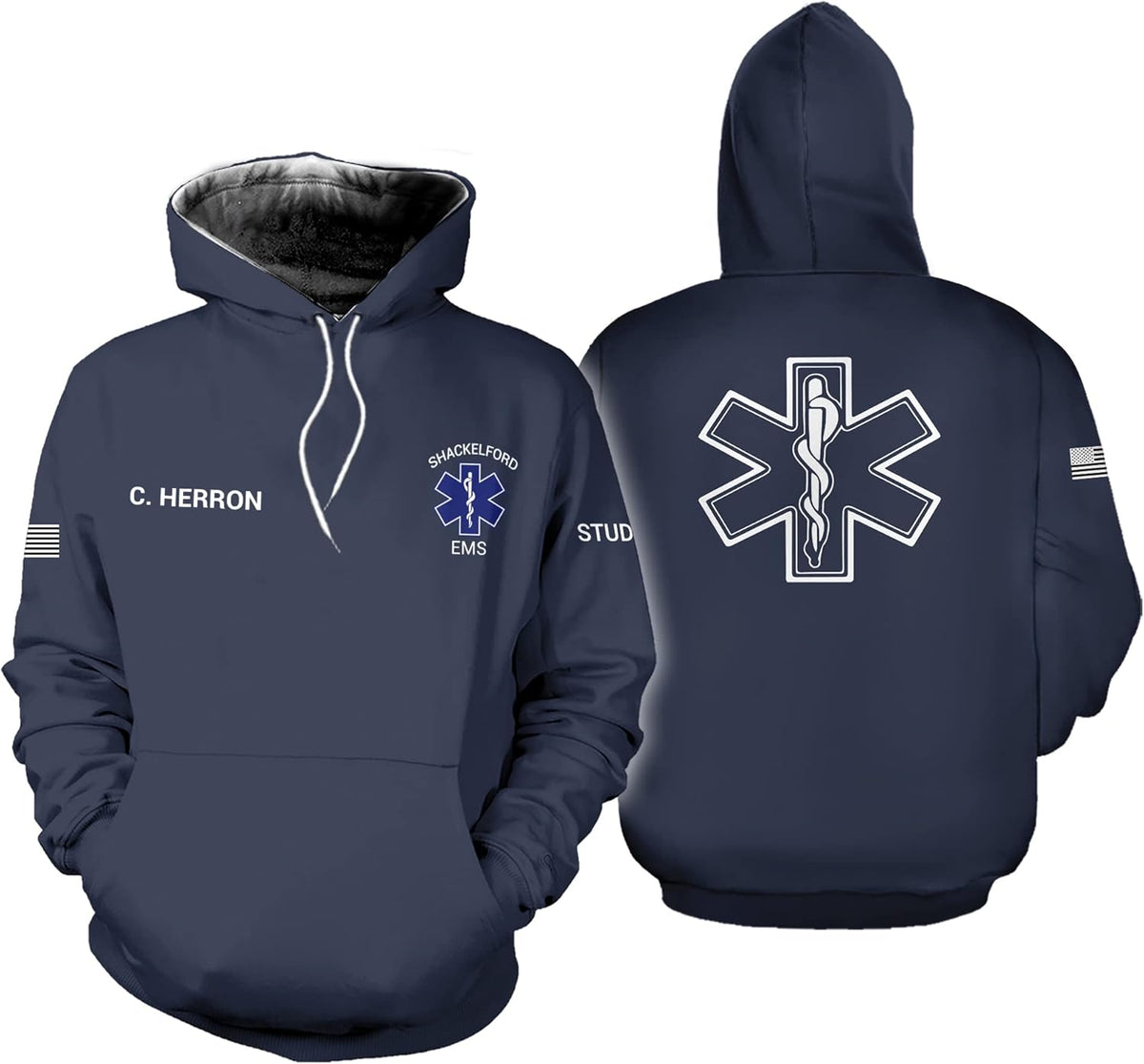 Vybonz Customize Name EMS EMT Hoodie For Men And Women All Over Printed Sportwear T Shirt, Zip Up Hoodie, Sweatshirt