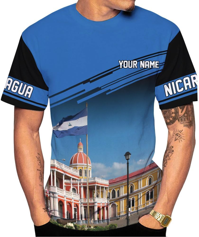 Vybonz Personalized Nicaragua Shirt 3D, Nicaragua Flag Shirts, Nicaraguan Camisas T-Shirt, Nicaragua Shirts for Men Women