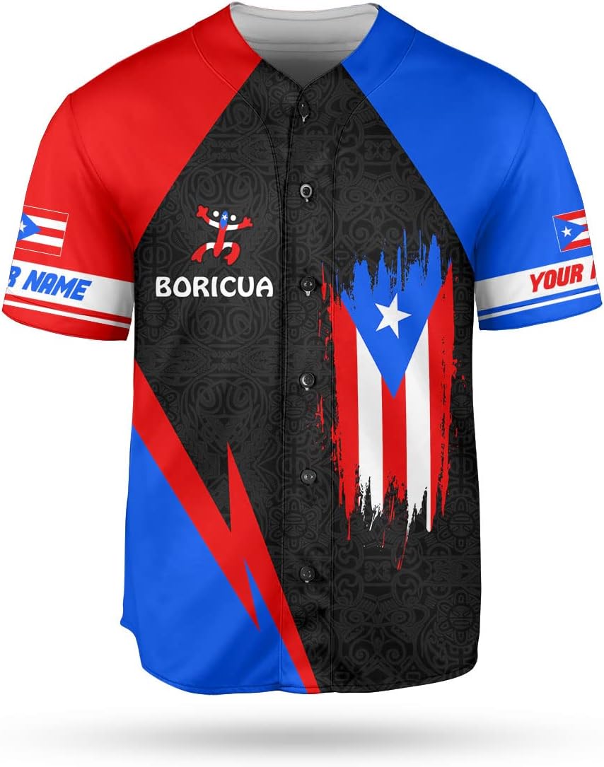 Personalized Puerto Rico Baseball Shirt, Customized Team Name Puerto Rican Baseball Jersey for Men