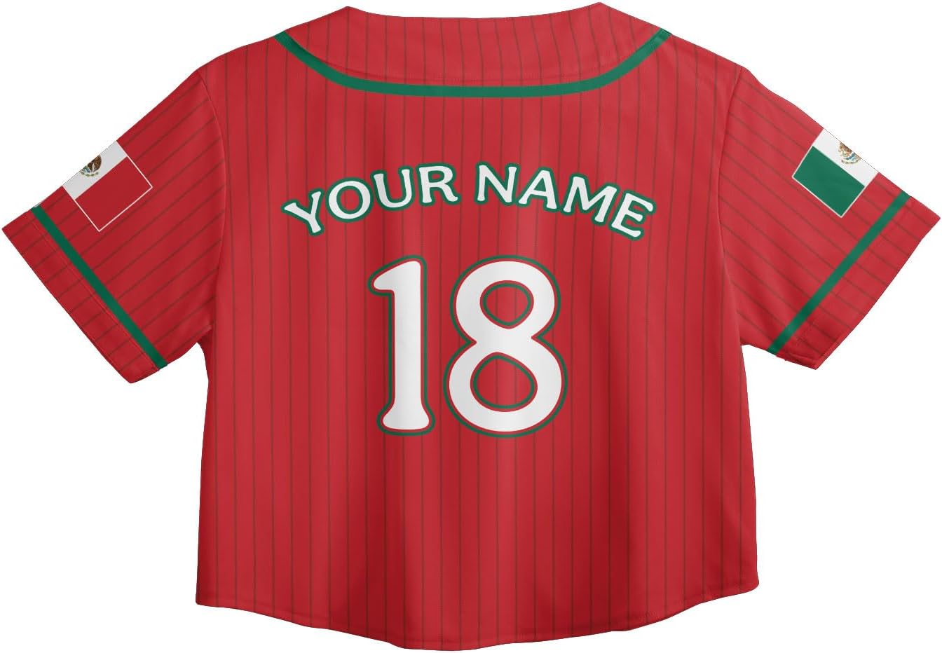 Mostprints Personalized Name Number Mexico Baseball Jersey Croptop Shirt, Mexican Shirts for Women, Mexico Shirts for Women