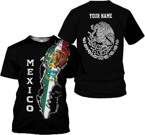 RoyalBro Personalized Mexico Shirt, Camisas de Mexico Customized Mexican Shirts Mexican Flag Mexico 3D Shirt for Men Women