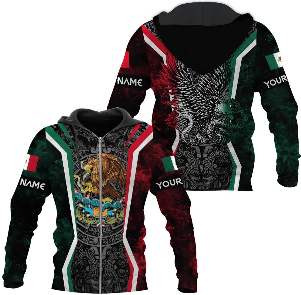 Personalized Name Mexican Hoodie 3D, Customized Mexican Hoodies for Men, Unisex Mexico Hoodie, Mexico Hoodies for Men 2