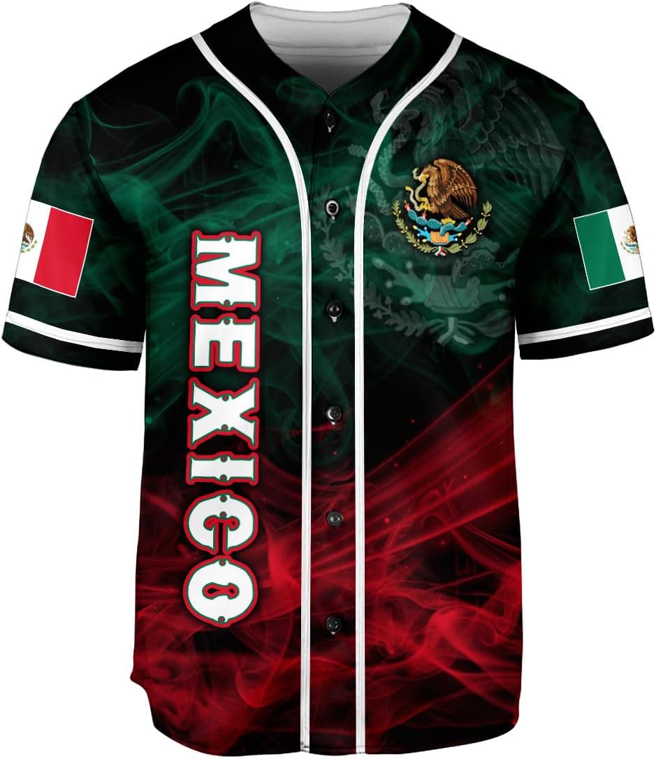 RoyalBro Personalized Mexico Baseball Jersey, Mexican Jersey for Men & Women, Mexican Flag Jersey, Mexico Shirt Camisas