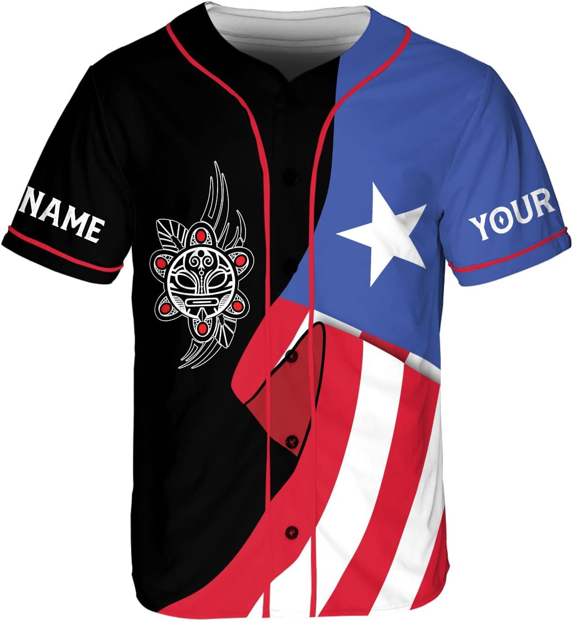 Mostefy Personalized Puerto Rico Baseball Shirt, Customized Team Name Puerto Rican Baseball Jersey for Men and Women S-5XL