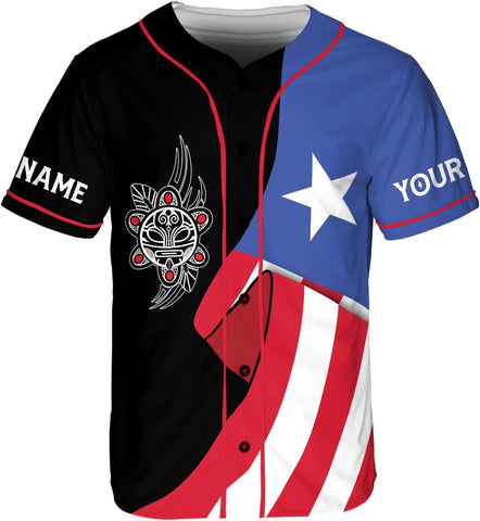 Mostefy Personalized Puerto Rico Baseball Shirt, Customized Team Name Puerto Rican Baseball Jersey for Men and Women S-5XL