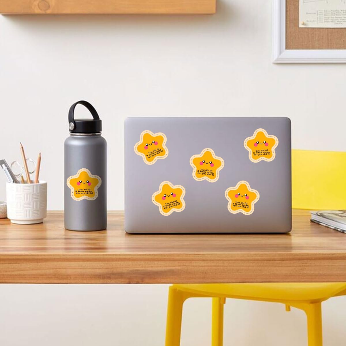 (3pcs) Gold Star Sticker. You Did It, It Kinda Sucks but You Did It Sticker, Star Meme Sticker, You Did It Sticker Die-Cut Waterproof Vinyl Sticker Laptop Water Bottle Window Phone Helmet