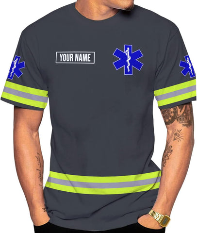 Vybonz Personalized Emergency Medical Technician, Custom Name Tshirt 3D EMT Shirts Paramedic Unisex Tshirts 3D for Men Women