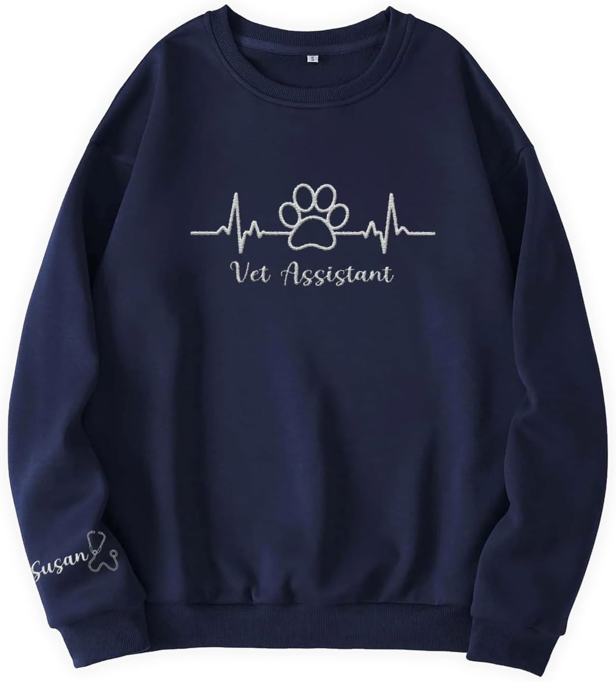 Custom Embroidered Vet Assistant Sweatshirt, Veterinary Medicine Hoodie for Women, Vet Tech Crewneck Gifts for Veterinarian
