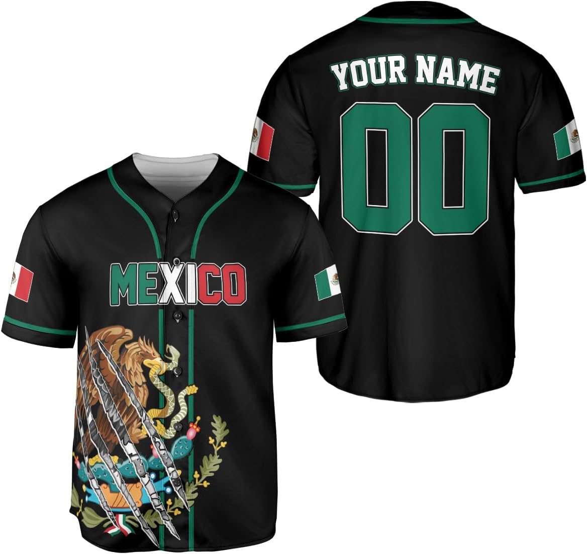 RoyalBro Personalized Mexico Baseball Jersey, Mexican Jersey for Men & Women, Mexican Flag Jersey, Mexico Shirt Camisa