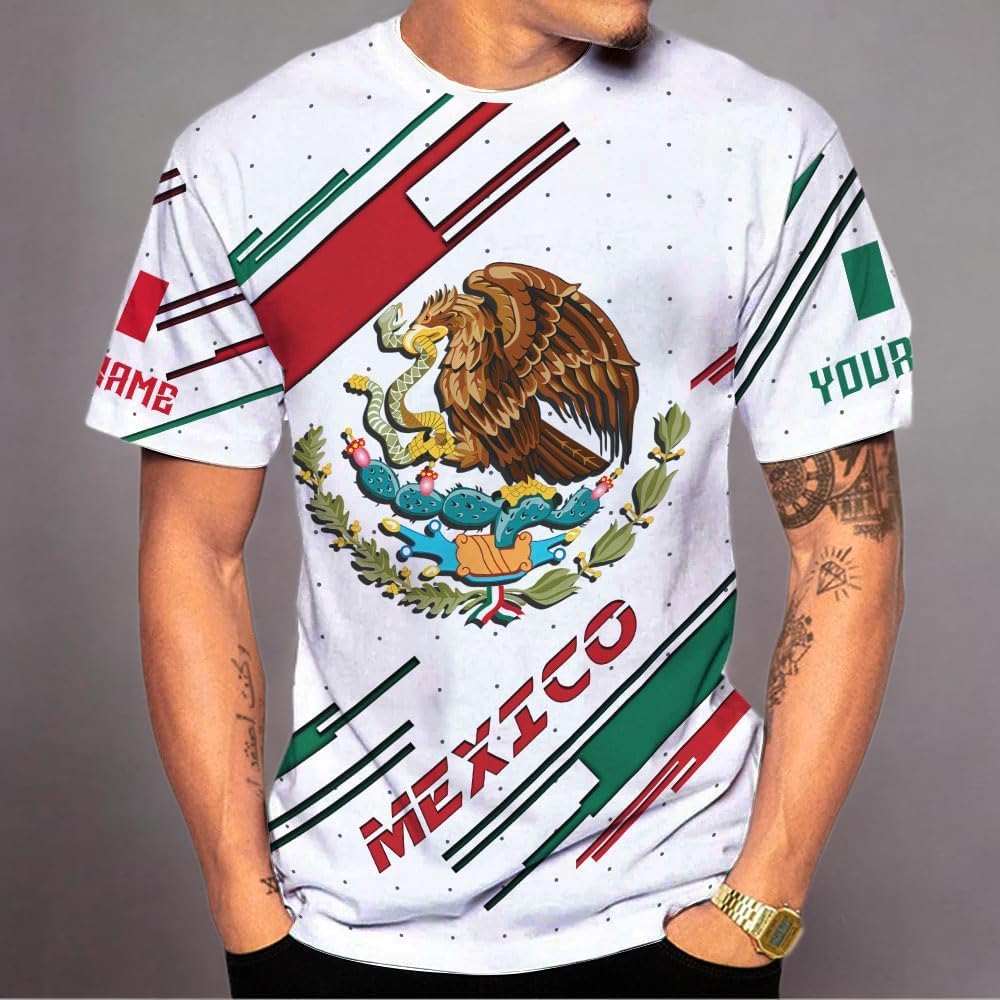 Podagree Personalized Name Mexican Shirts for Men 3D, Customized Mexico Shirts for Men, Mexico Shirts for Women Mexico Shirt