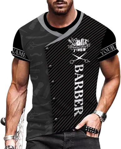 Personalized 3D T-Shirt, Custom Name Barber Shop Shirt for Men Women, Barber Shop Hoodies Gift for Hairdresser