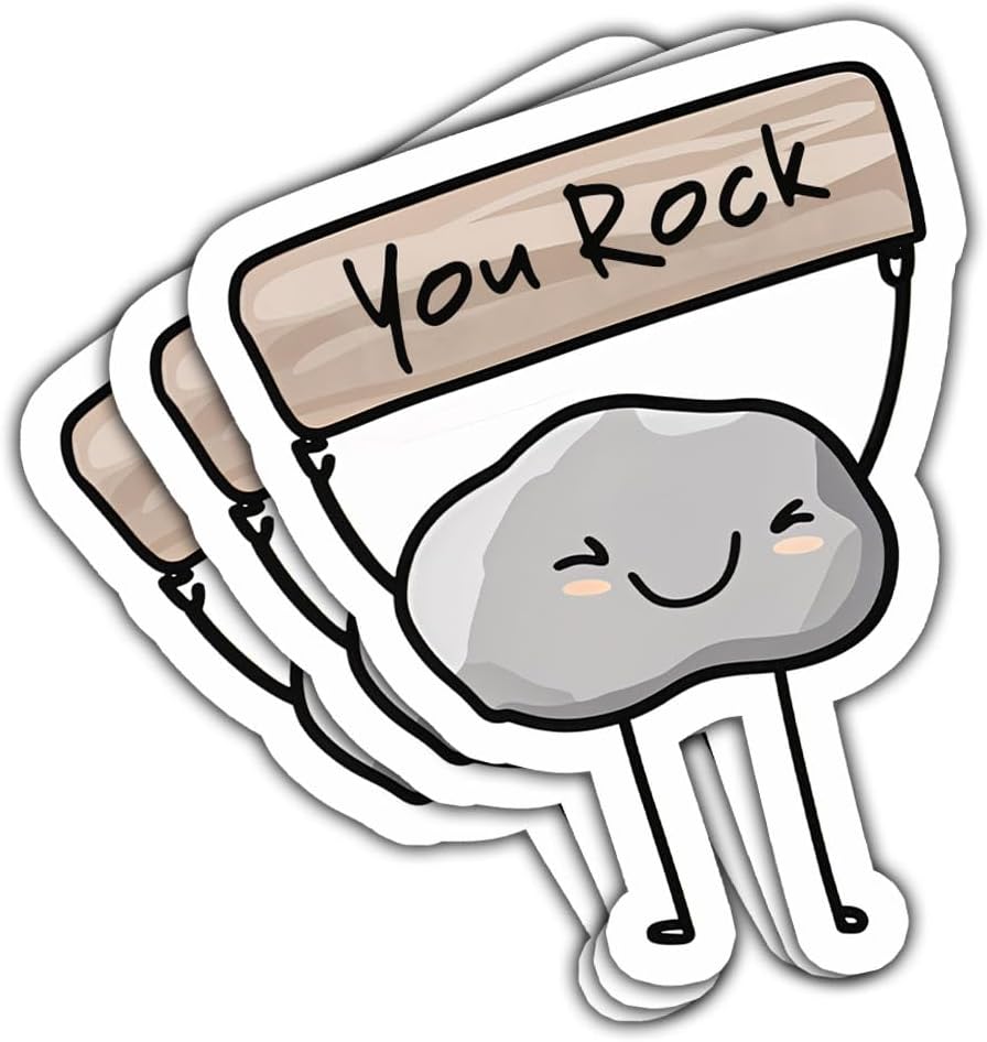 3 Pcs You Rock Sticker, Funny You Rock Sticker, You Rock Meme Motivation Sticker, Motivational Vinyl Sticker for Helmet Water Bottle Laptop Tumbler Phone Case Cars 3"x3"