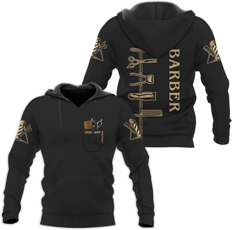 Custom 3D Barber Shirt for Men Women Gift Personalized Hair Stylist Tee Barbershop Apparel Hairdresser Printed Uniform