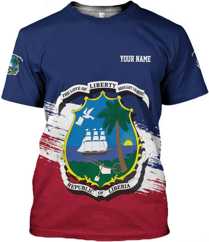 Royal Fight Personalized Liberia Shirts Liberian Pride Flag Shirt Liberia Flag Shirts Liberia Flag Gift T-Shirt for Men Women