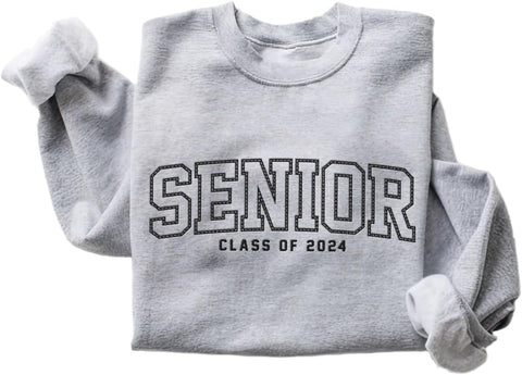 Personalized Senior Class of 2024 Embroidered Sweatshirt, 2024 Graduation Gifts, Senior 2024 Graduation Shirt (Cotton, SS212), Small-5X-Large