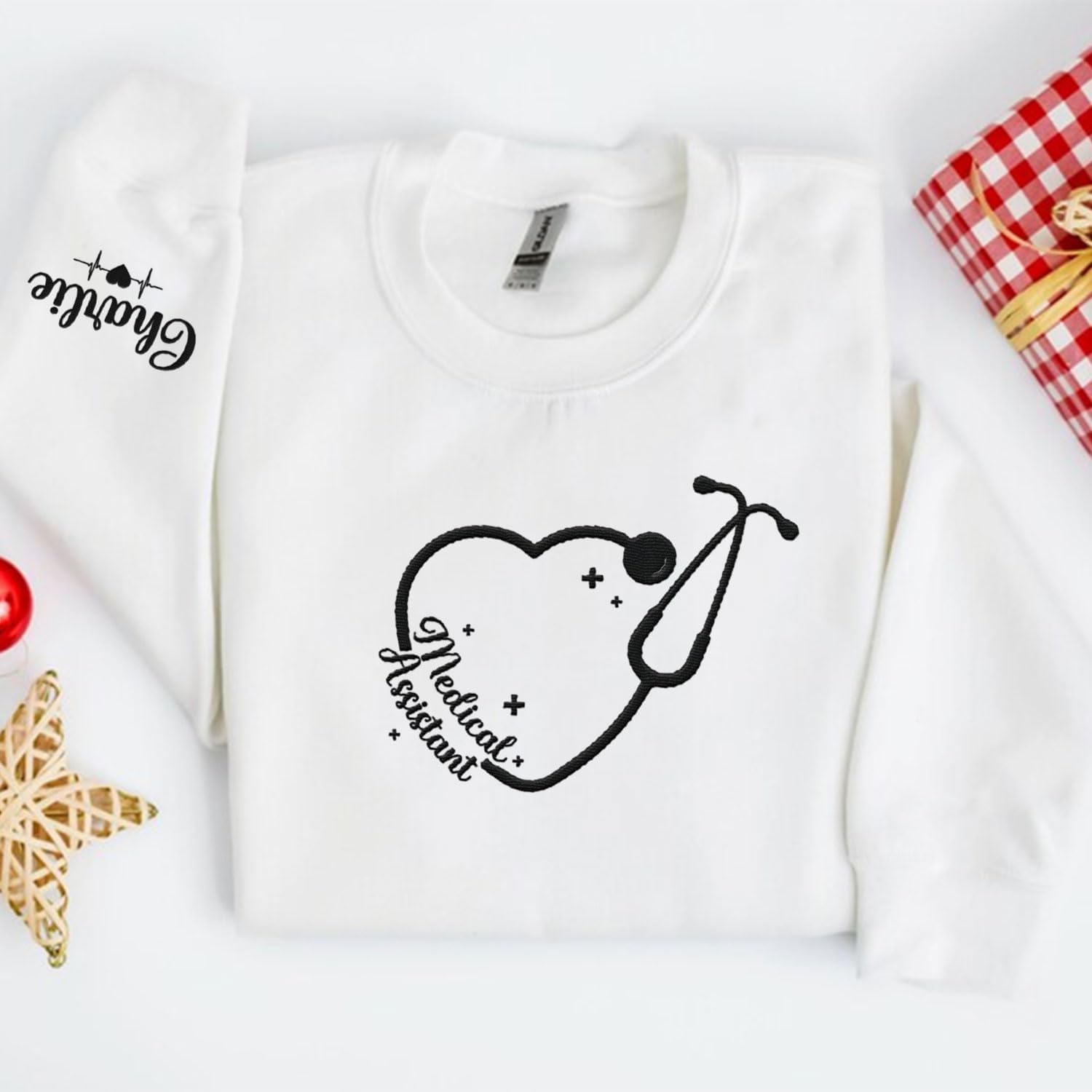 Custom Medical Assistant Embroidered Sweatshirt for Women, MA Nurse Crewneck, Medical Assistant Shirts Gift for Nurse