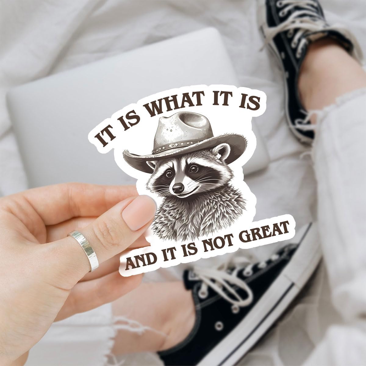 (3 Pcs) It is What It is and It Not Great Sticker, Funny Raccoon Sticker - Stickers for Laptop Water Bottle Phone Car Window Helmet Vinyl Stickers 3 Inches