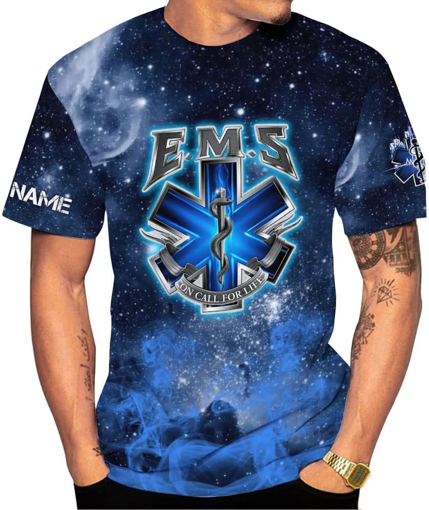Personalized Emergency Medical Technician EMT T shirt 3D, custom name shirts EMS Tshirts 3D Unisex 3D All Over Printed Sportwear, T Shirt for Men Women Adult Full Size S-5XL TS45 Multicolor